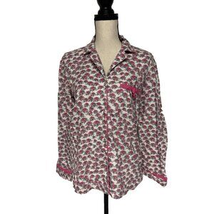 Victoria's Secret Pajama Top Size S Cotton Pink Elephants Christmas Lights